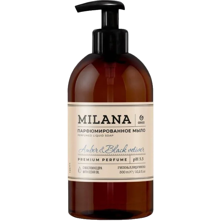 GraSS Жидкое парфюмированное мыло Milana “Amber Black Vetiver” 300мл