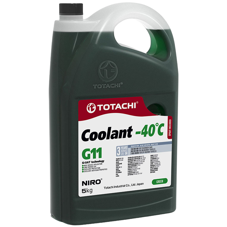 TOTACHI NIRO COOLANT Green -40С, G11 зеленый 5кг