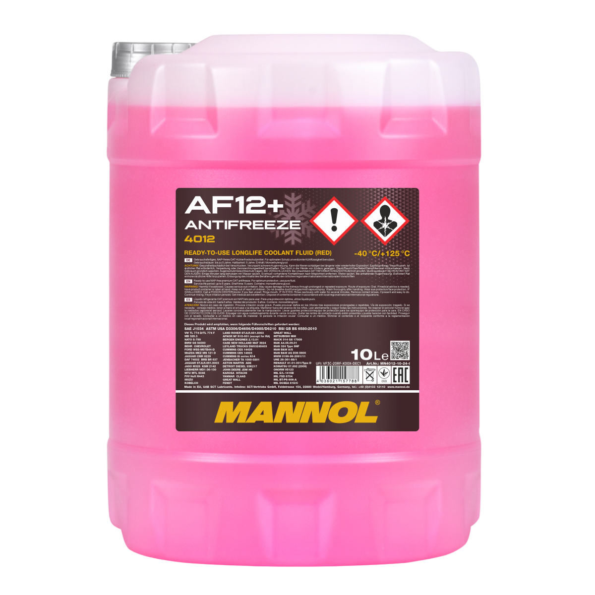 MANNOL Антифриз AF12+ Longlife -40C красный 10л