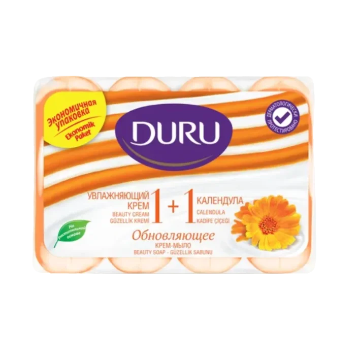 DURU SOFTSENS 1+1 Туалетное мыло КАЛЕНДУЛА 4*80г