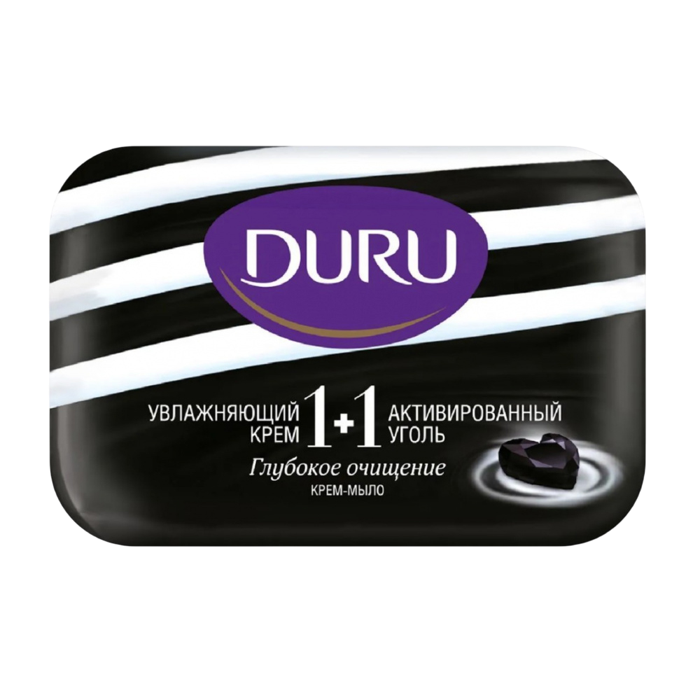 DURU SOFTSENS 1+1 Туалетное мыло Уголь и Крем 80г