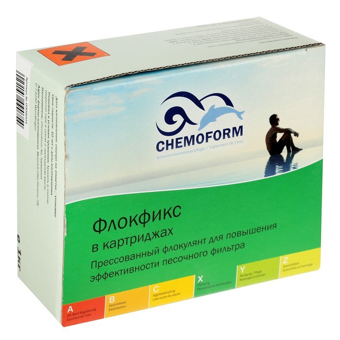 Флоккулянт Флокфикс в картриджах (8 x 125g) Chemoform Кемохлор 1кг 0908001