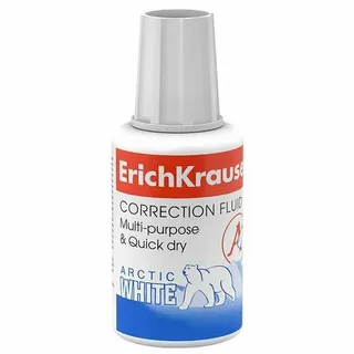 Корректирующая жидкость ErichKrause Arctic white на химической основе, кисть, 20 мл *10