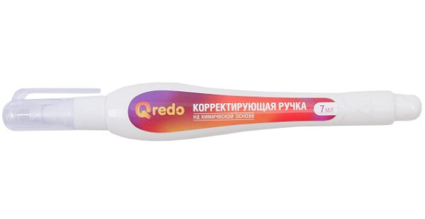 Корректирующая ручка QREDO пластиковый наконечник, 7 мл *12/1200