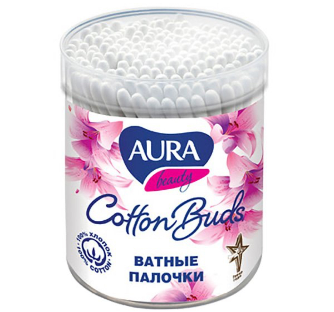 Ватные палочки «Aura» в стакане 200 шт *1