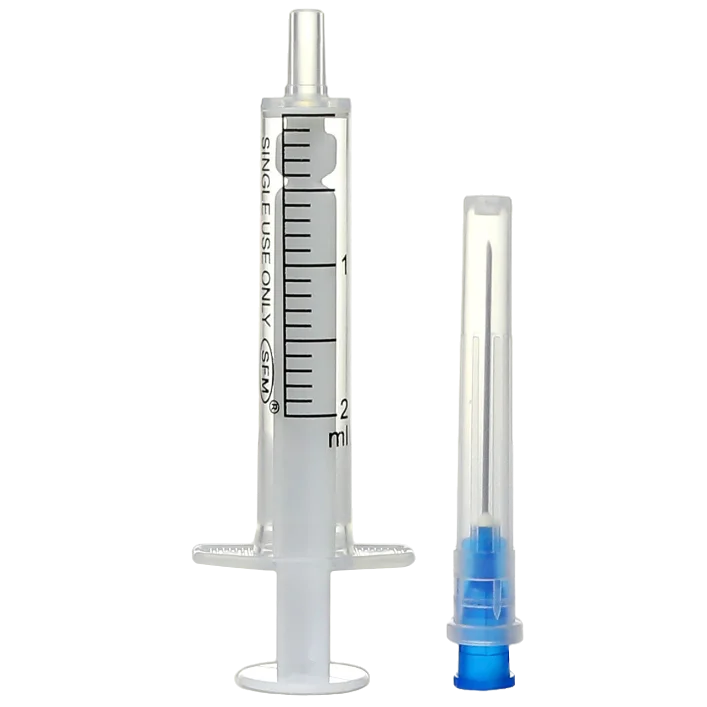 Шприц 2мл. ДВУХКОМПОНЕНТНЫЙ SFM, Германия одноразовый стерилизационный с иглой 0,60 х 30 — 23G x 1 1/4″ (блистер)