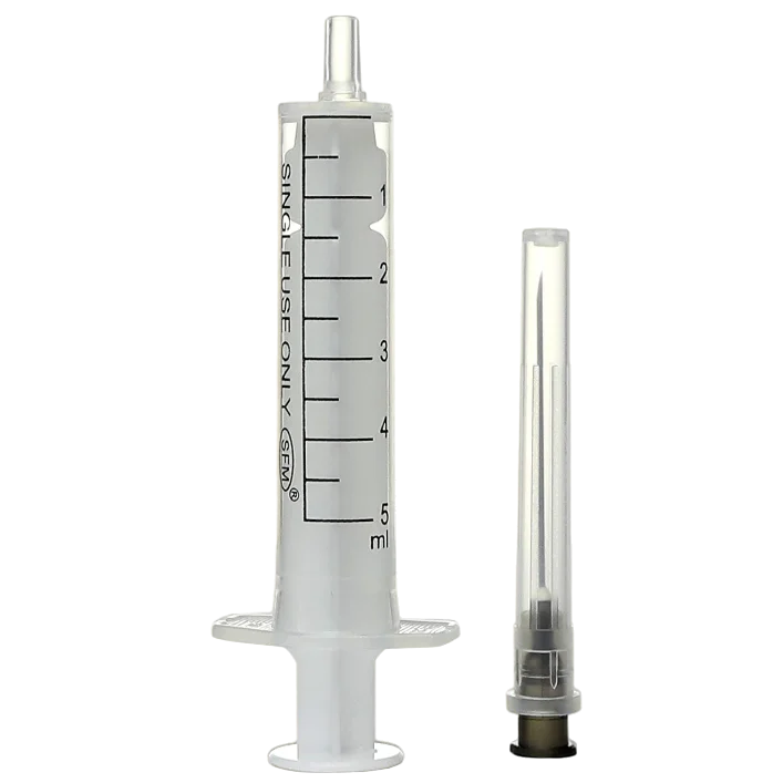 Шприц 5мл. ДВУХКОМПОНЕНТНЫЙ SFM, Германия одноразовый стерилизационный с иглой 0,70 х 40 — 22G x 1 1/2″ (блистер)