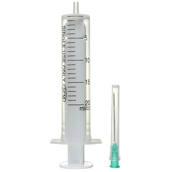 Шприц 20мл. ДВУХКОМПОНЕНТНЫЙ SFM, Германия одноразовый стерилизационный с иглой 0,80 х 40 — 21G x 1 1/2″ (блистер)
