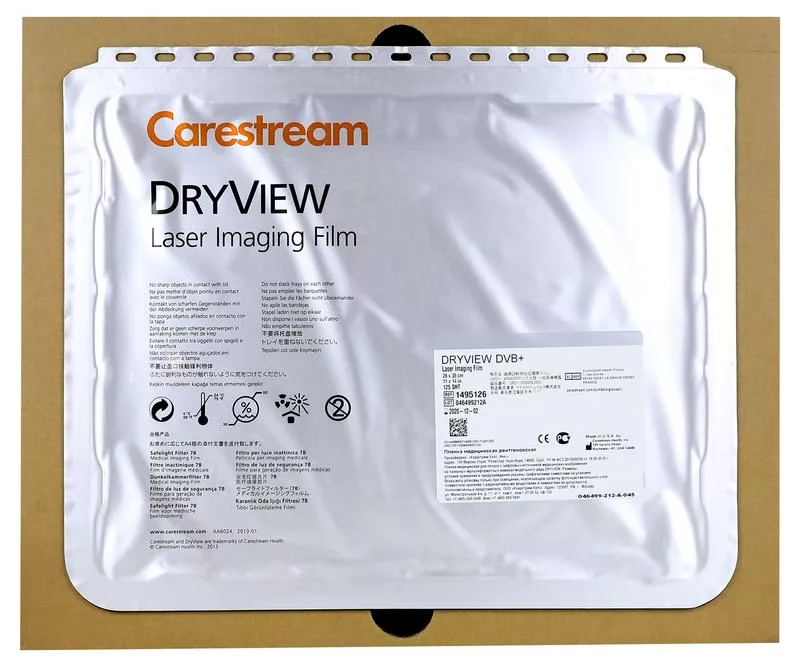 Рентгеновская пленка специальная 28 х 35 (11×14») /125л./ — Carestream Health-DVB+ (для принтера DV8100,8200,8900,8150,6800,5700,5750,5950) REF 1495126