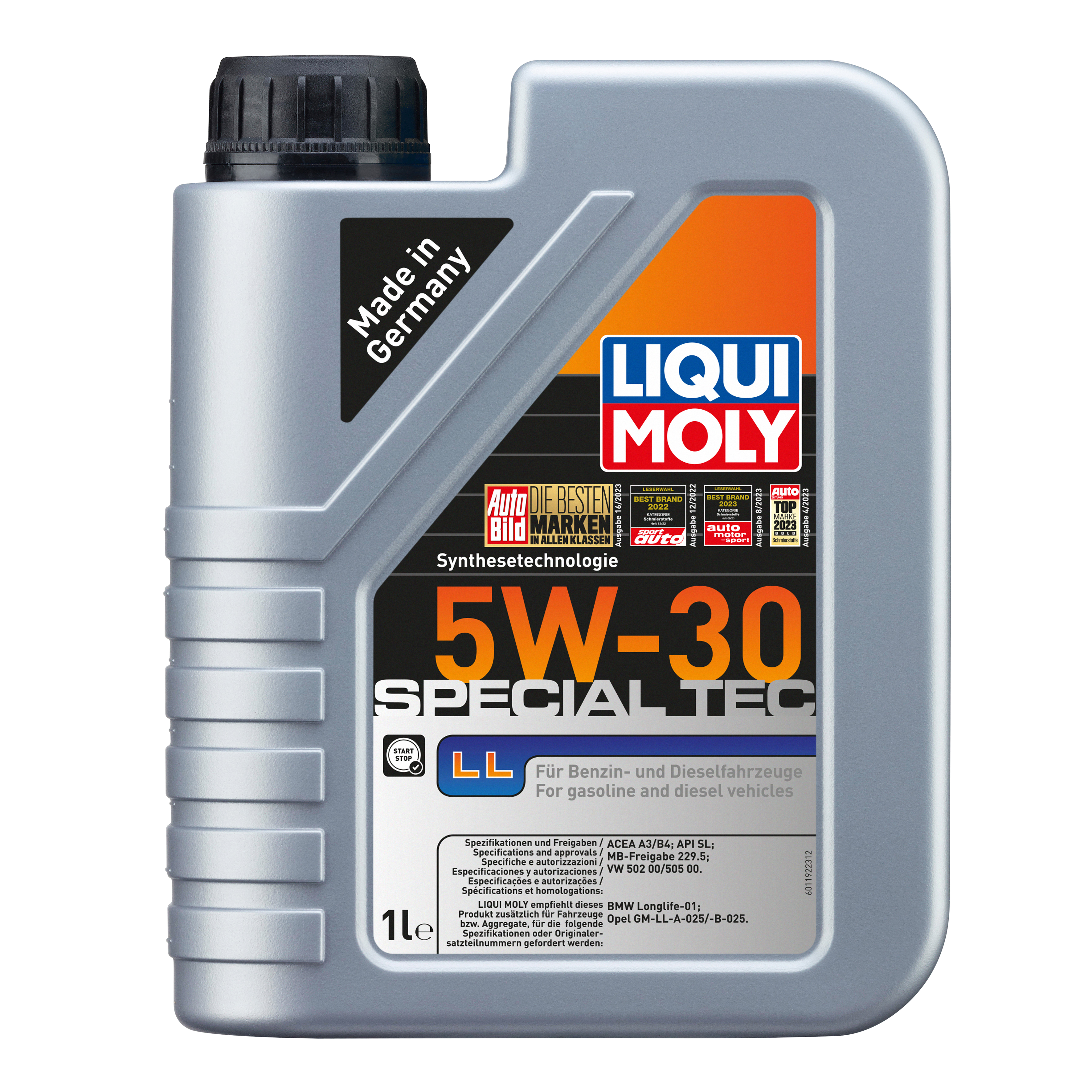 Масло моторное синтетическое LIQUI MOLY Special Tec LL 5W30 API SL/CF; A3/B4 1л