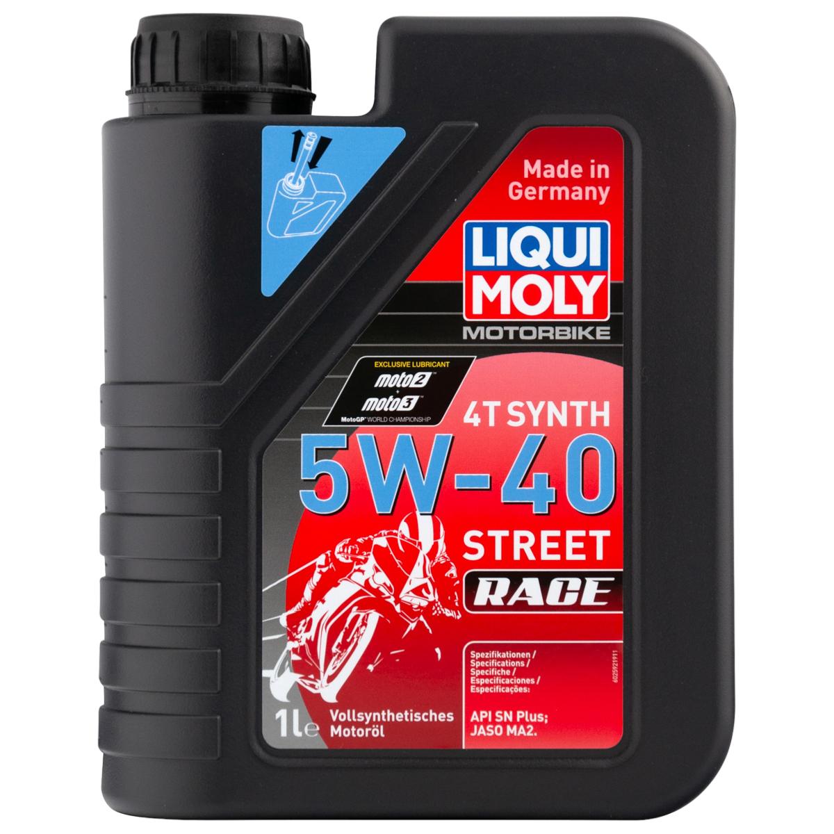 Масло моторное синтетическое LIQUI MOLY Motorbike 4T Synth Street Race 5w40 ACEA A3; API SM 1л