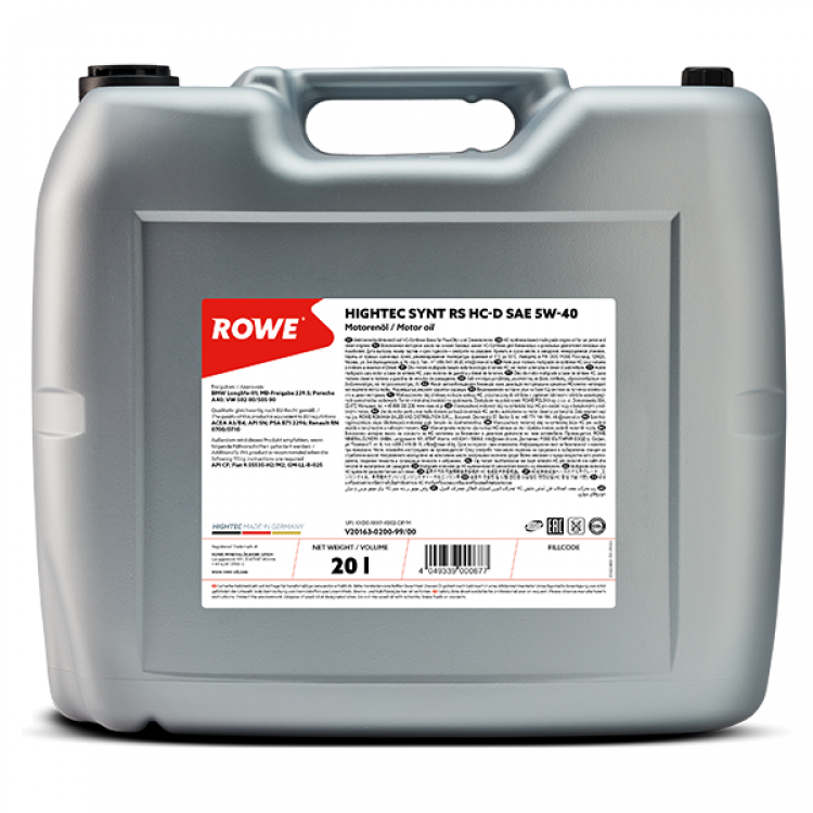 Масло моторное синтетическое ROWE Hightеc Synt RS SAE 5W-40 HC-D 20л