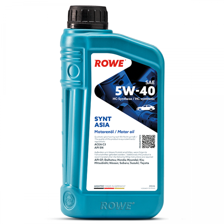 Масло моторное синтетическое ROWE Highteс Synt ASIA SAE 5W-40 NEW,C3, API SN/CF 1л