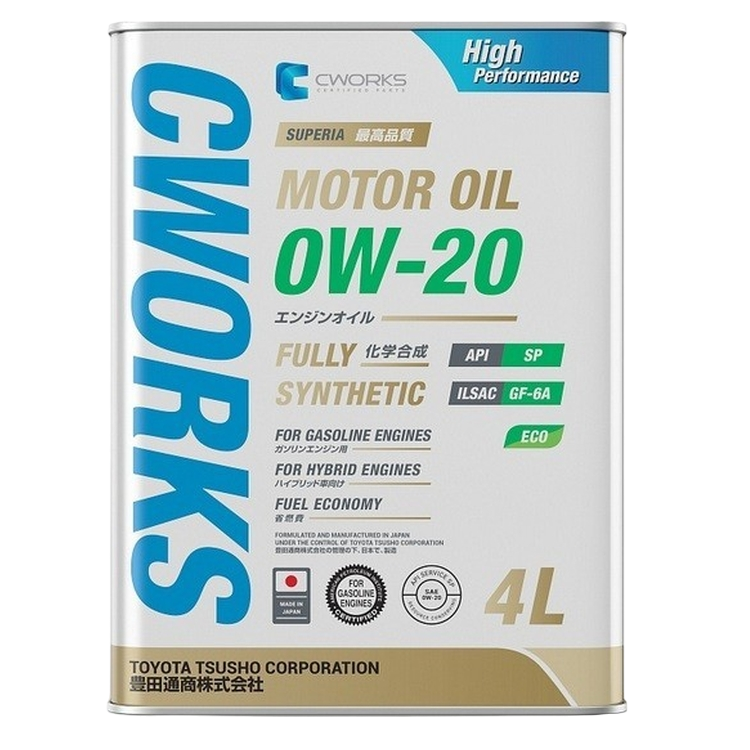 Масло моторное синтетическое CWORKS SUPERIA OIL 0W-20 SP/GF-6A 4л