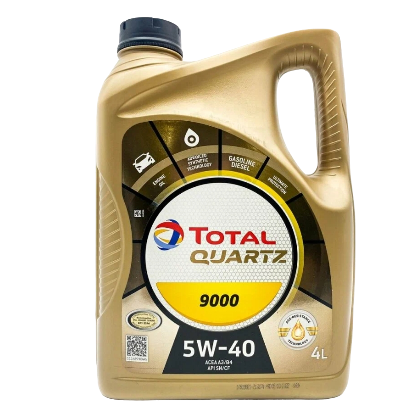 Масло моторное синтетическое Total QUARTZ 9000 SAE5w40 API SN/CF, ACEA A3/B4 4л