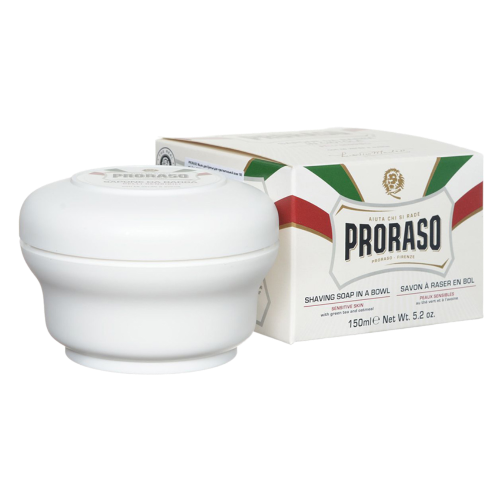 PRORASO Мыло для бритья для чувствительной кожи с зеленым чаем и овсом 150мл